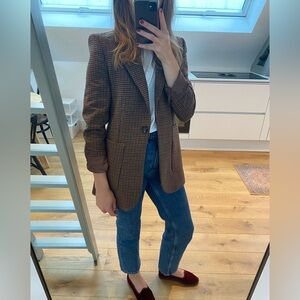 Mango Brown Houndstooth Women's Blazer - Small